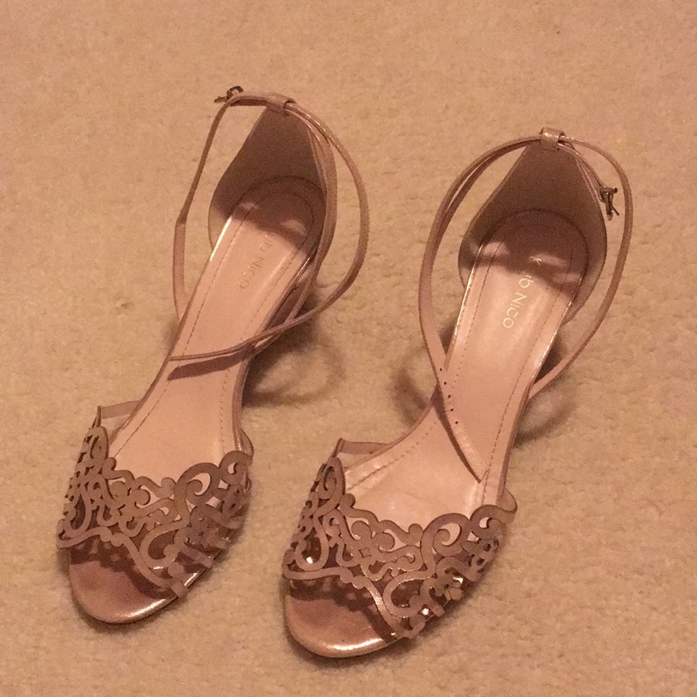 Gold wedge heels